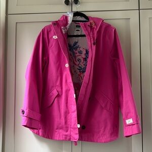 Joules Pink & Floral Hooded Rain Jacket